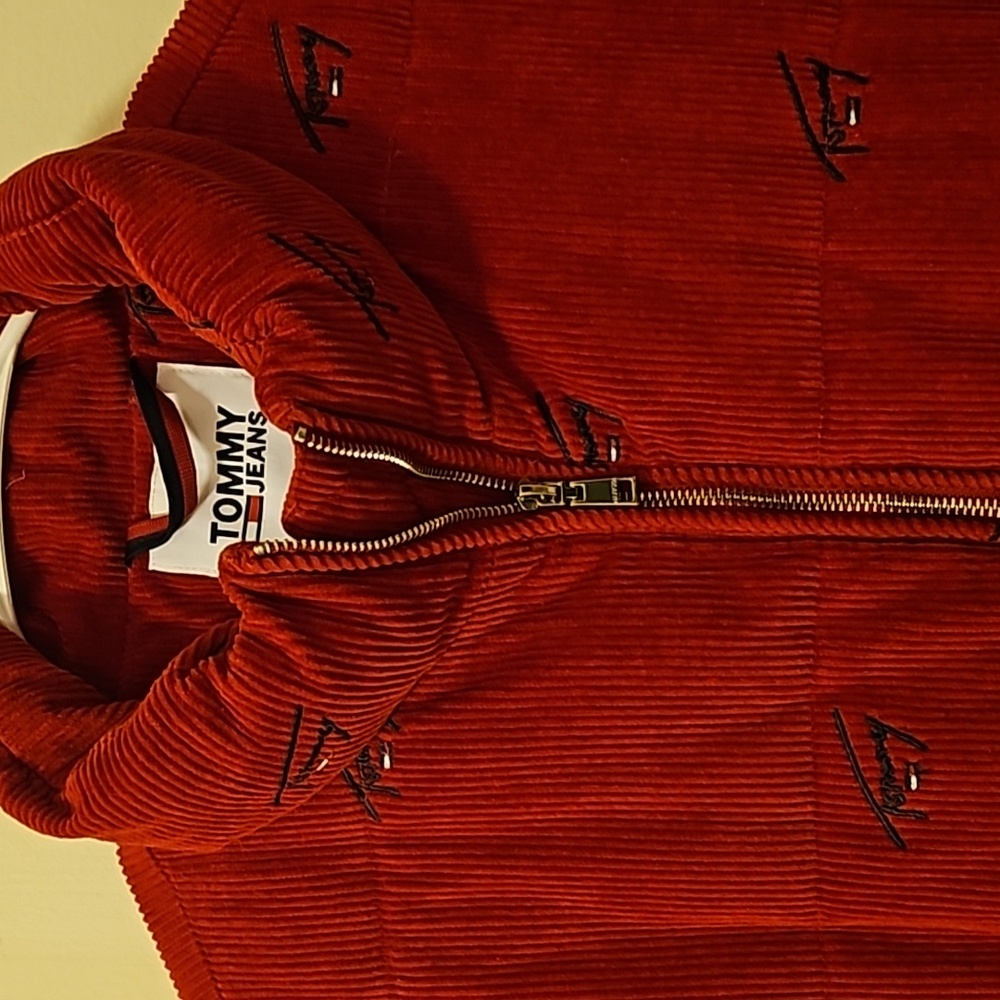 RED Tommy Hilfiger Corduroy  Puffer Coat - Picture 7 of 7